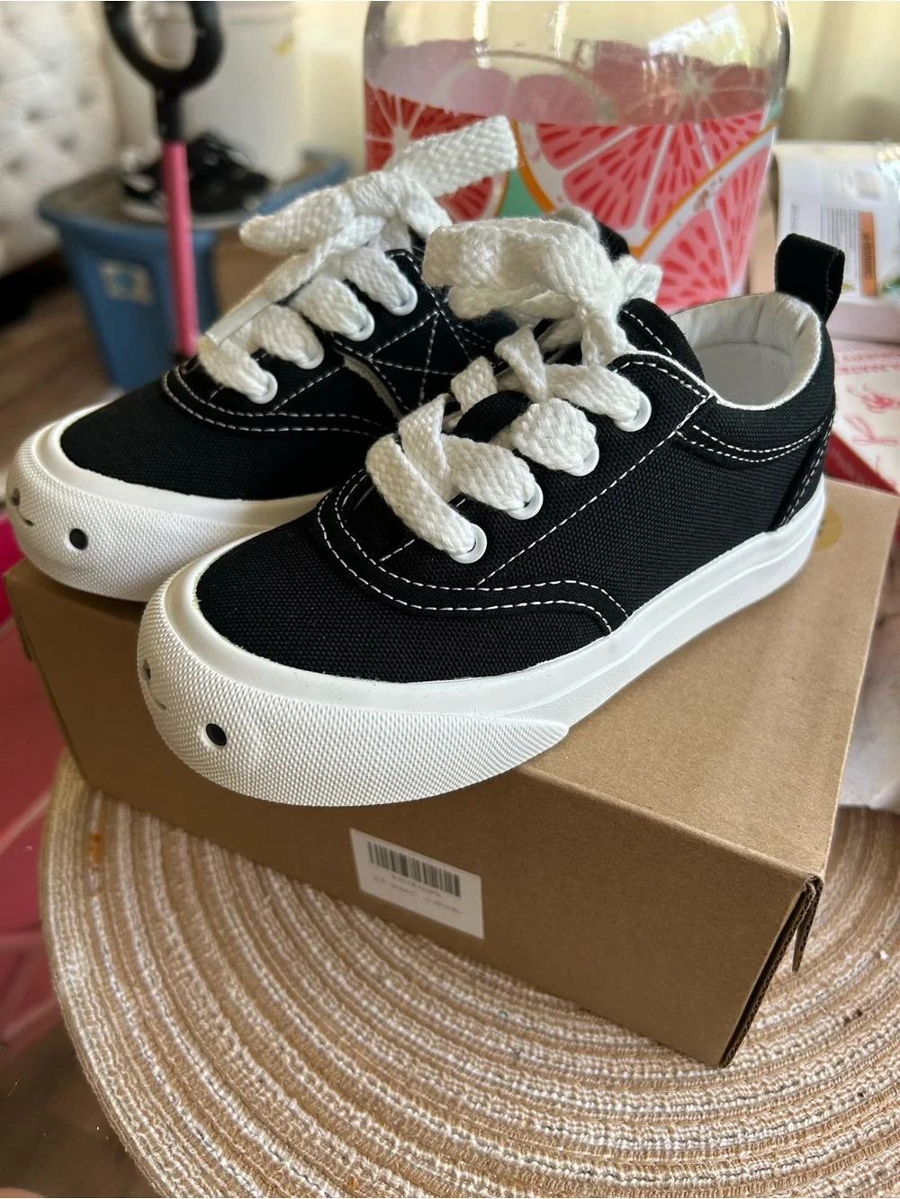 Black Kids Sneakers with White Trim